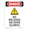 Signmission OSHA Danger Sign, No Welding Or Open Flames, 10in X 7in Decal, 7" W, 10" L, Portrait OS-DS-D-710-V-1496 - alternate 1